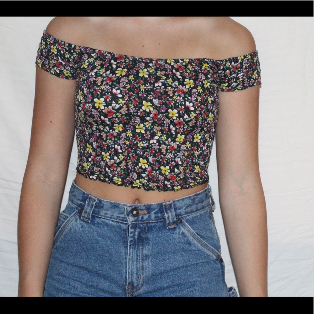 Floral off the shoulder crop top